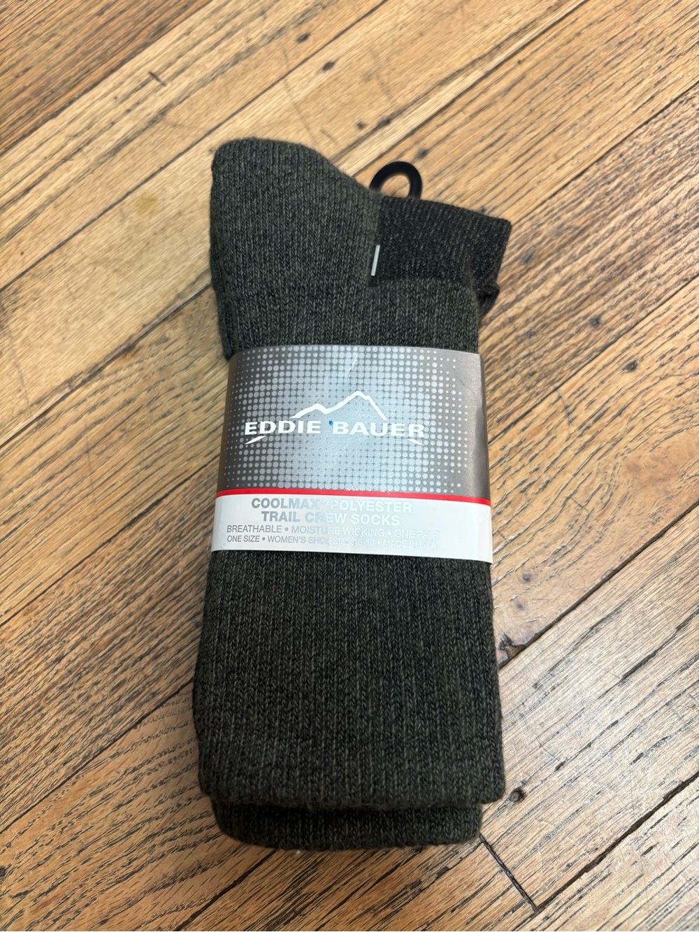 Eddie Bauer Men's Olive Green Crew Hiking Socks
